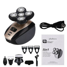Load image into Gallery viewer, Rechargeable Electric Shaver Five Floating Heads Razors Hair Clipper Nose 5 in 1
