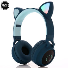 Load image into Gallery viewer, Cat Ear Bluetooth 5.0 Headphones LED Noise Cancelling Girls Kids Cute Headset Support TF Card Jack 3.5mm Mic Wireless Headphones