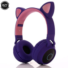 Load image into Gallery viewer, Cat Ear Bluetooth 5.0 Headphones LED Noise Cancelling Girls Kids Cute Headset Support TF Card Jack 3.5mm Mic Wireless Headphones