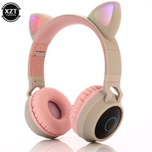 Load image into Gallery viewer, Cat Ear Bluetooth 5.0 Headphones LED Noise Cancelling Girls Kids Cute Headset Support TF Card Jack 3.5mm Mic Wireless Headphones