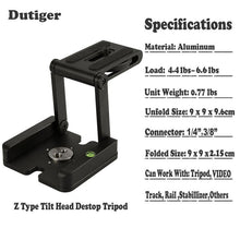 Load image into Gallery viewer, Z Flex Folding Tilt Foldable Desktop Holder Universal Tool for SLR Canon Nikon Sony Quick Release Plate Stand Holder Camera
