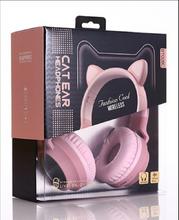 Load image into Gallery viewer, Cat Ear Bluetooth 5.0 Headphones LED Noise Cancelling Girls Kids Cute Headset Support TF Card Jack 3.5mm Mic Wireless Headphones