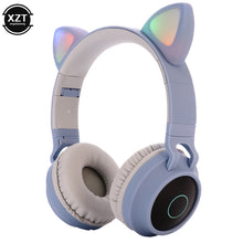 Load image into Gallery viewer, Cat Ear Bluetooth 5.0 Headphones LED Noise Cancelling Girls Kids Cute Headset Support TF Card Jack 3.5mm Mic Wireless Headphones