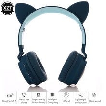 Load image into Gallery viewer, Cat Ear Bluetooth 5.0 Headphones LED Noise Cancelling Girls Kids Cute Headset Support TF Card Jack 3.5mm Mic Wireless Headphones