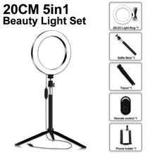 Load image into Gallery viewer, Photography Dimmable LED Selfie Ring Light Youtube Video Live 3500-5500k Photo Studio Light With Phone Holder USB Plug Tripod
