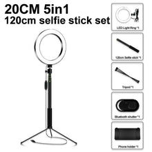 Load image into Gallery viewer, Photography Dimmable LED Selfie Ring Light Youtube Video Live 3500-5500k Photo Studio Light With Phone Holder USB Plug Tripod
