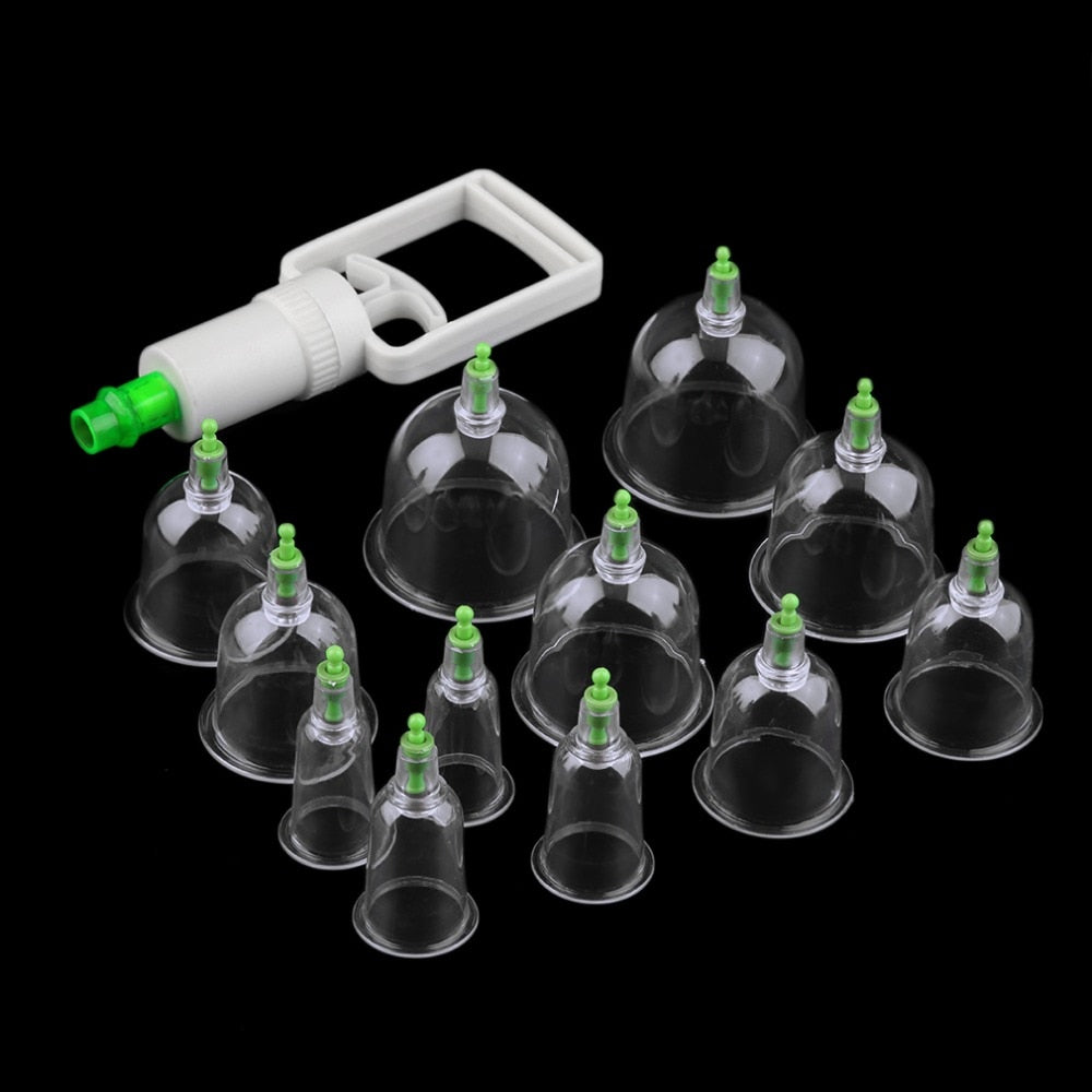 Effective Healthy 12 Cups Medical Vacuum Cupping Suction Therapy Device Body Massager Set health care