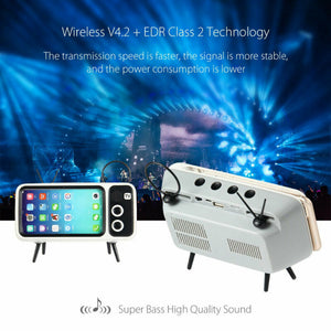 Mini Portable Retro BT Bluetooth Speaker Music TV Design Mobile Phone Holder Speaker Stereo Outdoor Sound