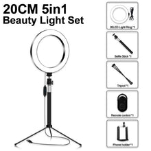 Load image into Gallery viewer, Photography Dimmable LED Selfie Ring Light Youtube Video Live 3500-5500k Photo Studio Light With Phone Holder USB Plug Tripod
