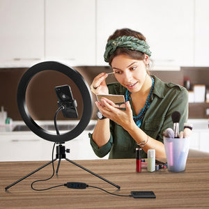 Photography Dimmable LED Selfie Ring Light Youtube Video Live 3500-5500k Photo Studio Light With Phone Holder USB Plug Tripod