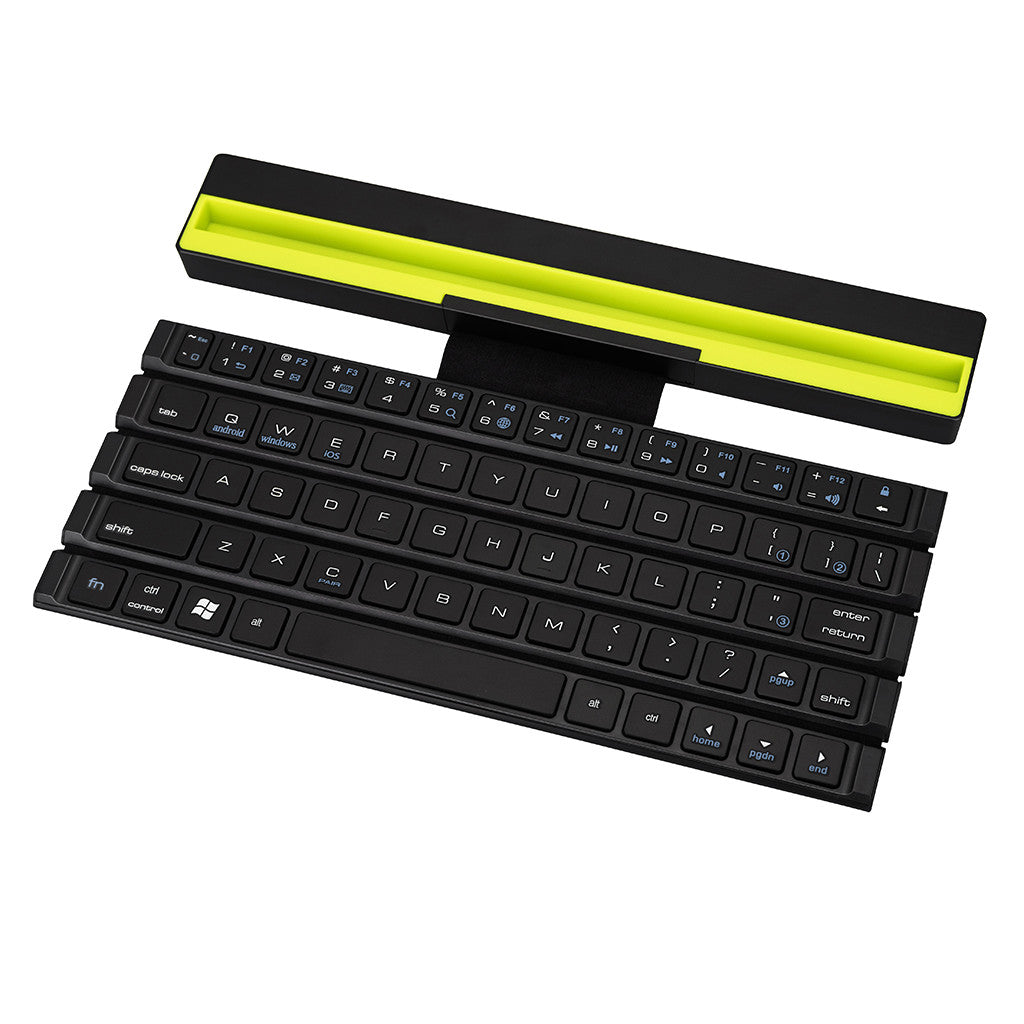 R4 64 Keys Reel Portable Mini Folding Bluetooth Keyboard Foldable Wireless Keypad  For Tablet Iphone Laptop Smartphone #T30G (Black)