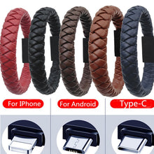 Load image into Gallery viewer, Outdoor Portable Leather Mini Type-C/8Pin/Micro USB Bracelet Charger Data Charging Cable Sync Cord For Iphone X 8 Samsung S9 S8
