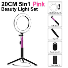 Load image into Gallery viewer, Photography Dimmable LED Selfie Ring Light Youtube Video Live 3500-5500k Photo Studio Light With Phone Holder USB Plug Tripod
