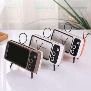 Mini Portable Retro BT Bluetooth Speaker Music TV Design Mobile Phone Holder Speaker Stereo Outdoor Sound