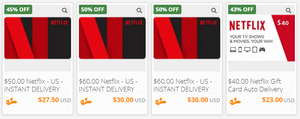   更新指南   得到 Netflix 礼品卡高达 40-60% 的折扣打折- 显示原刊登标题