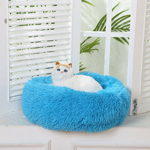 Long Plush Super Soft Dog Bed Pet Kennel Round Sleeping Bag Lounger Cat House